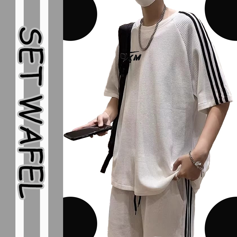 Import t-shirt kasual berkualitas  Korea styleCelana pendek atas lutut  Celana pendek pria Celana co