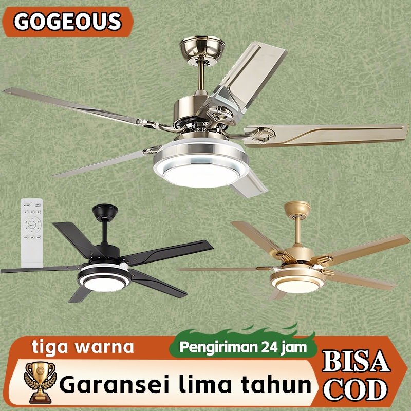 Lampu Kipas Angin Gantung Gaya Nordik 52Inci 6Kecepatan Remote 3Warna Kipas Angin Lampu lampu kipas 