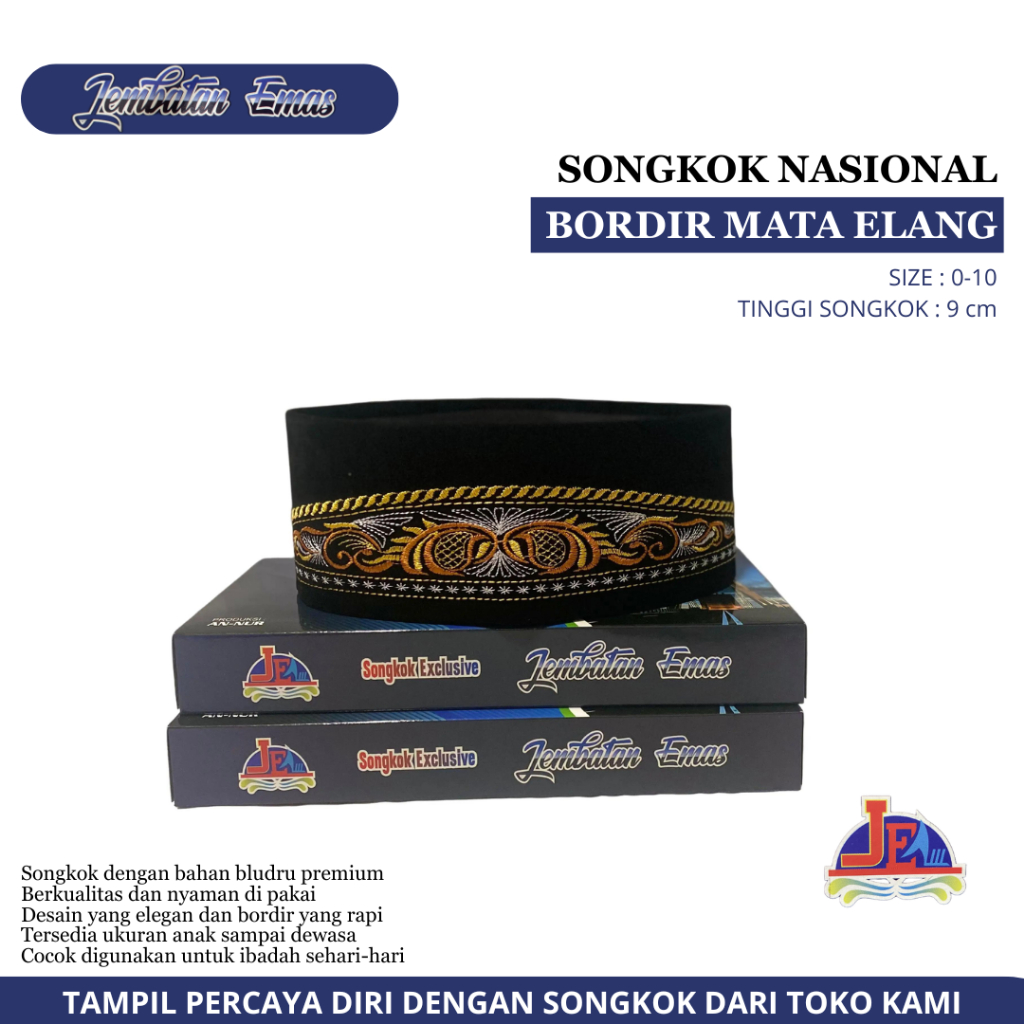 Peci Bordir Benang Komputer Motif Mata Elang//Bordir Premium Tinggi 9