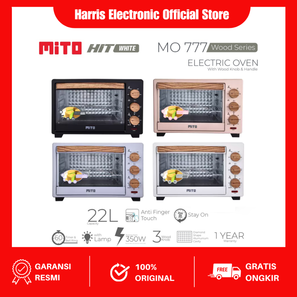 Mito Oven Listrik - Oven Multifungsi 22L Desain Kayu Wood Series MO-777