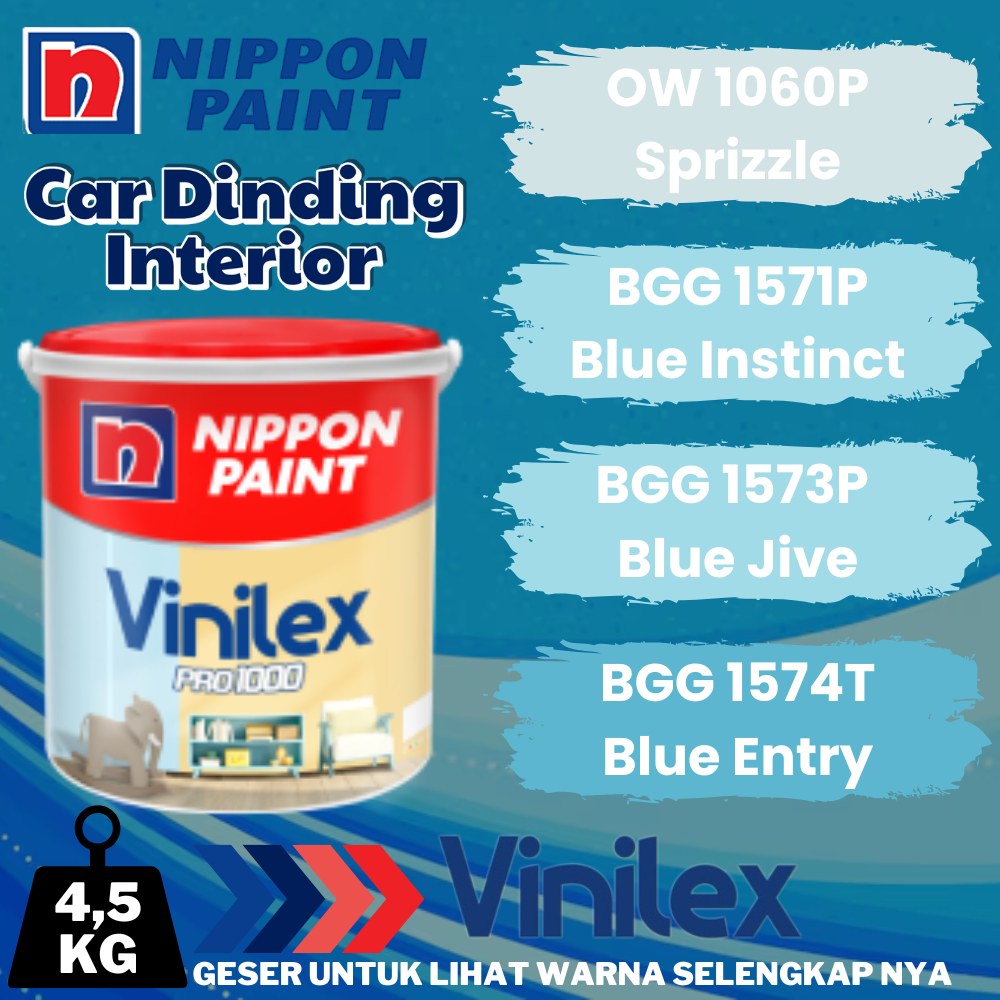 NIPPON PAINT VINILEX 1000 4,5KG WARNA BIRU NIPPON PAINT CAT TEMBOK VINILEX 1000 4,5KG VINILEX GAJAH