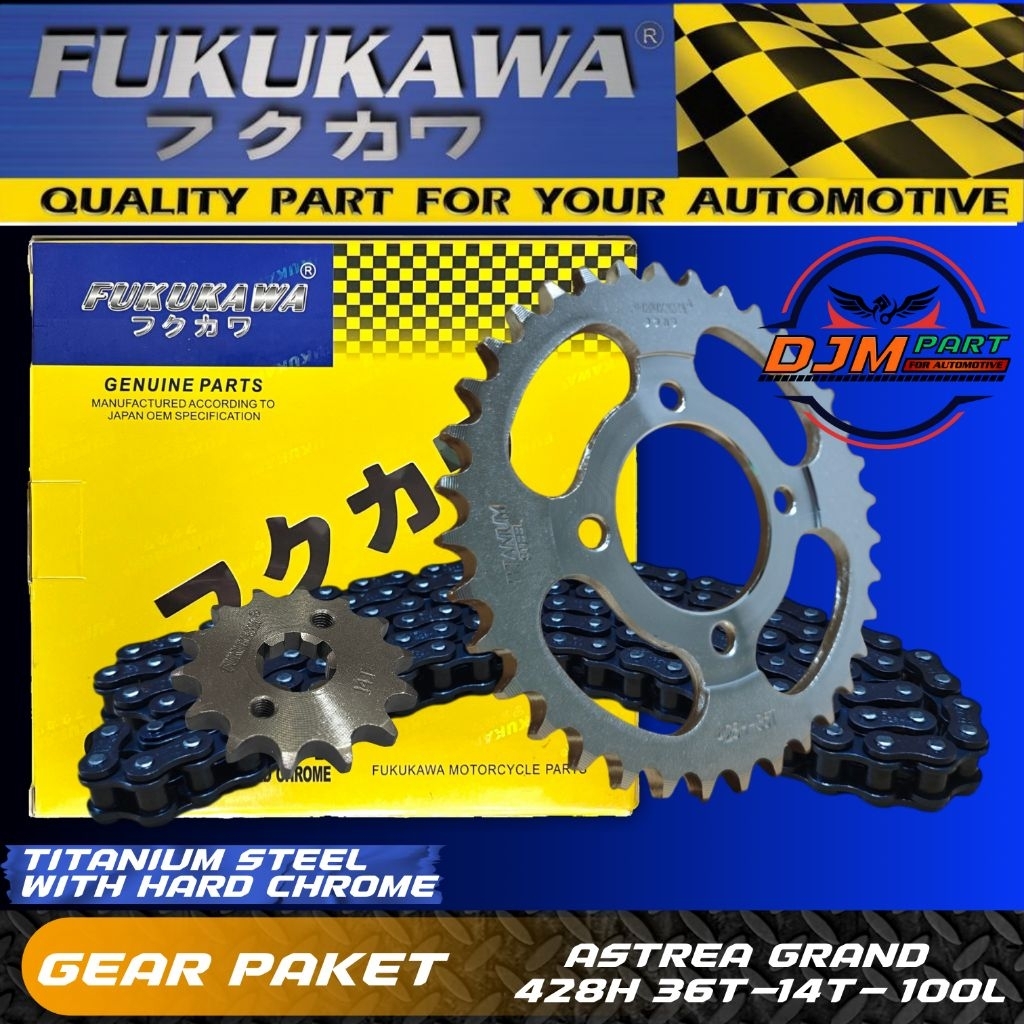 Gear Set Gir Paket Honda Astrea Grand 428H 100L-36T-14T Original Fukukawa