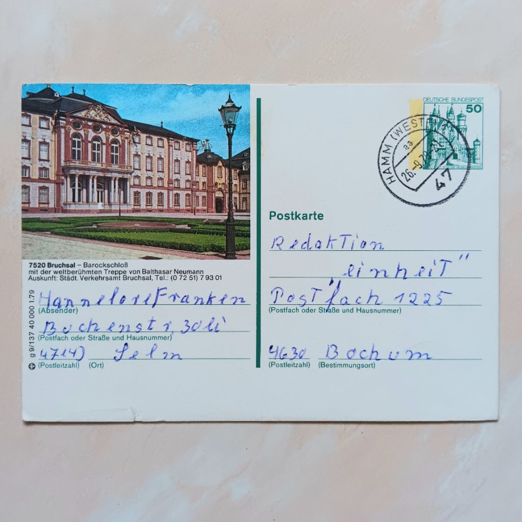 Kartu Pos Jeman 1979 Bruchsal - Barockschloß Used