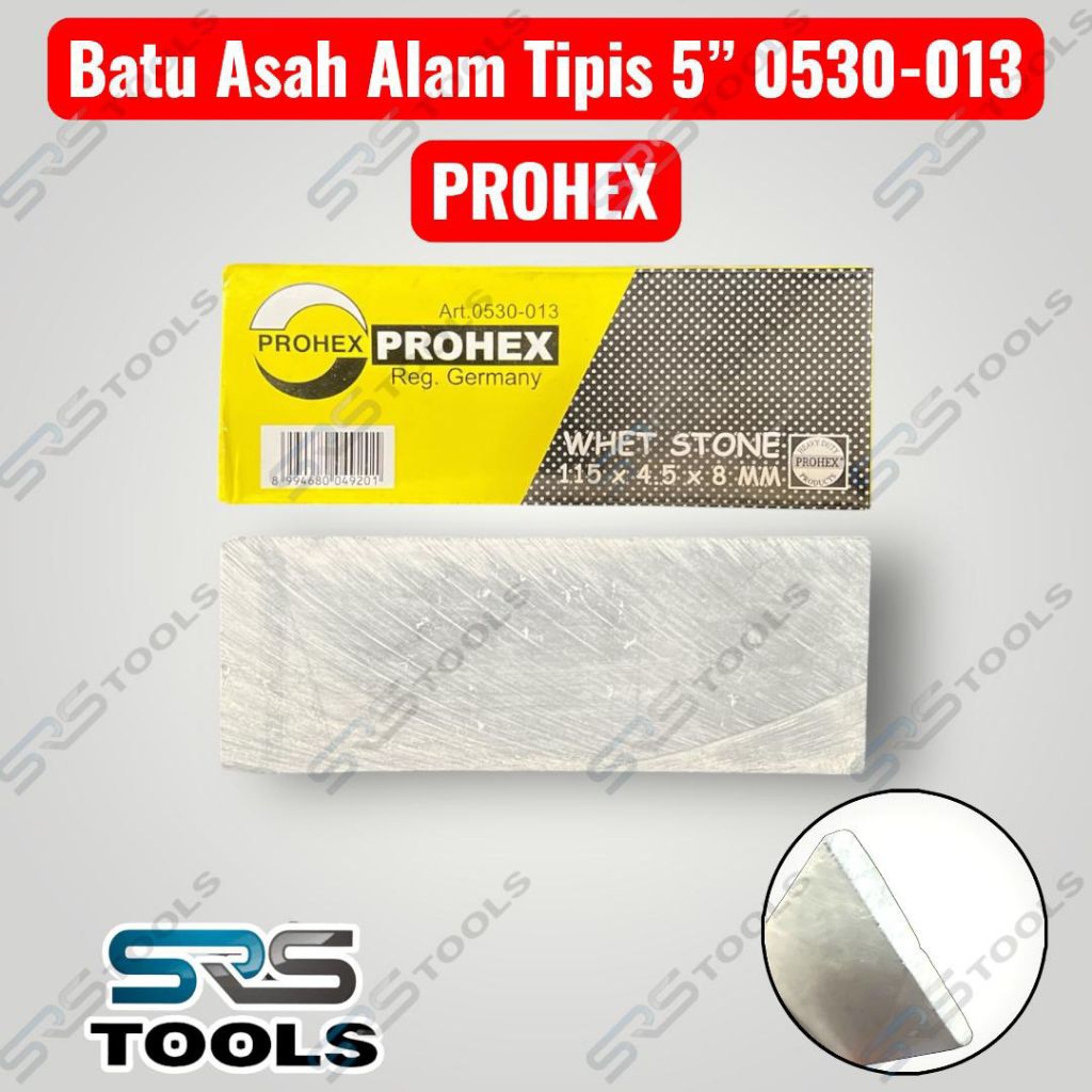 PROHEX 0530-013 Batu Asah Alam Tipis 5 Inch x 45 mm / Whet Stone Asah Pisau Sadap Karet Deris 12.5 c