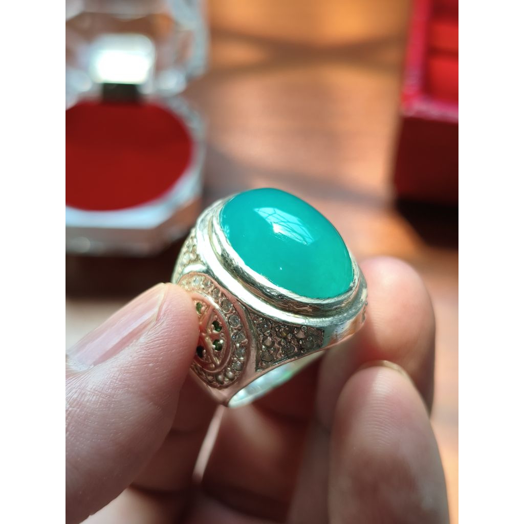 batu bacan bluish ring perak