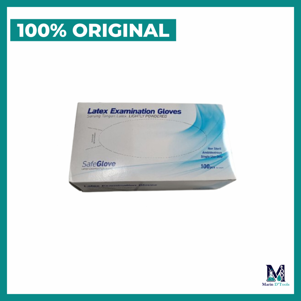Sarung Tangan Latex SafeGlove isi 100 pcs - Examination Gloves Non Steril