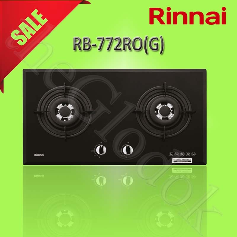 Rinnai RB 772RO G Kompor gas Tanam kaca 772 ROG 2 tungku RB772ROG RO 772ROG rinai Tempered Glass
