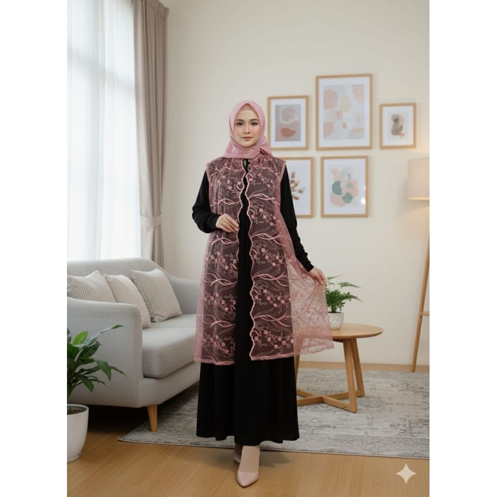 Outer Brokat Tile tanpa lengan