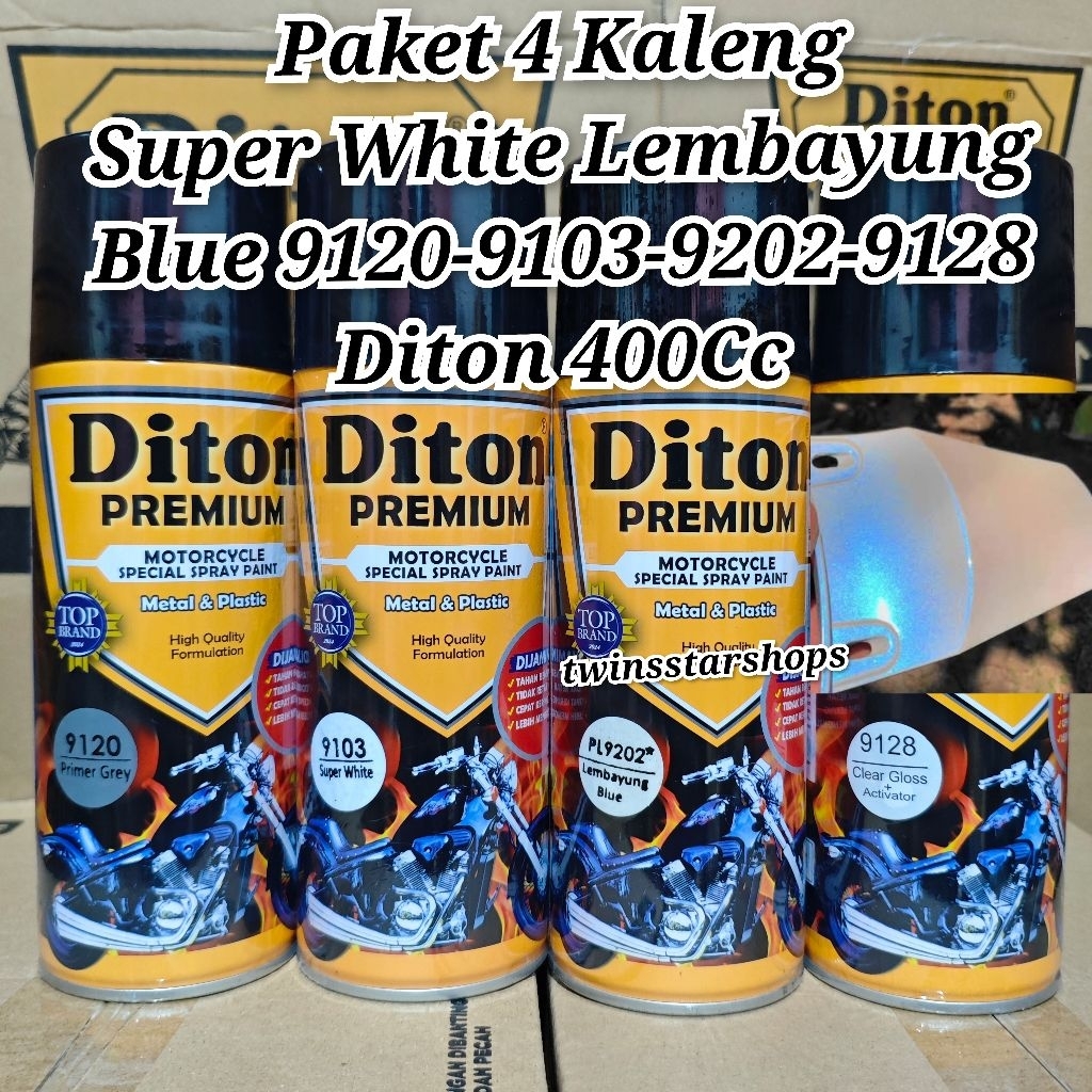 Pilok Pilox Pylox Cat Diton Premium Paket 4 Kaleng Putih Putih Susu Lembayung Blue 9202 Super White 