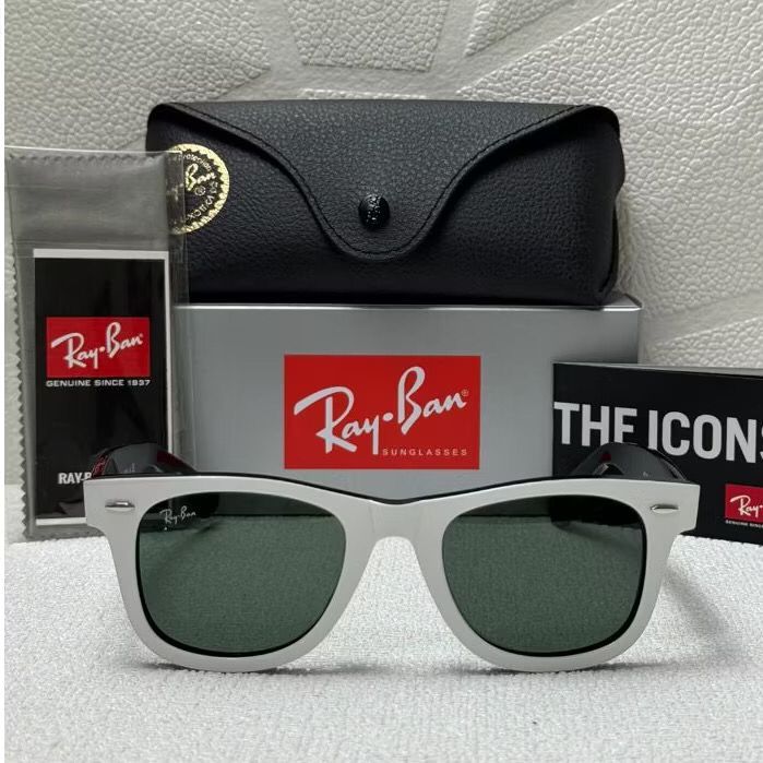 Kacamata RayBan Wayfarer RB2140 956 White on Black Original