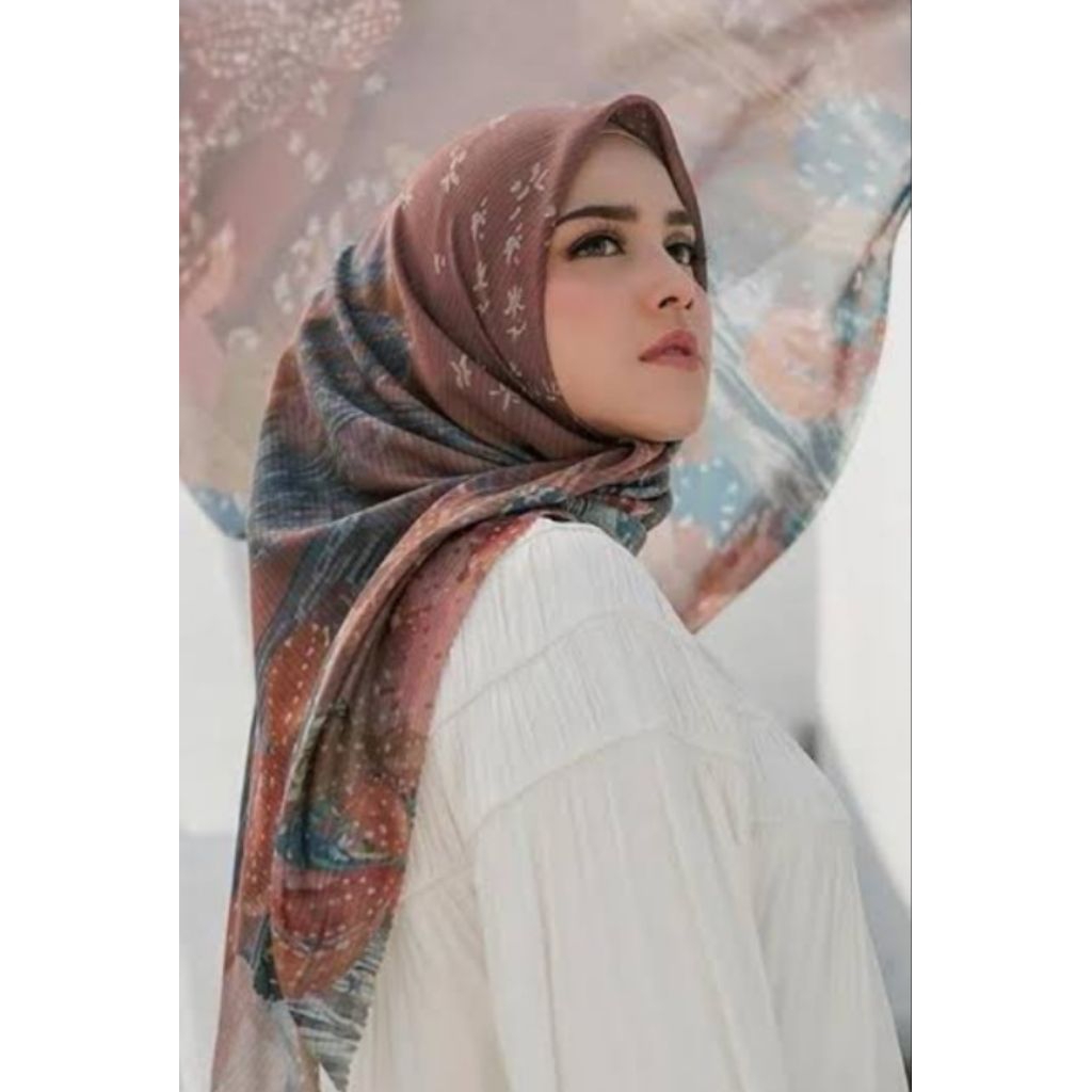 BS Buttonscarves Cokelat - Prelove - The Opuntia Voal Square - Russet