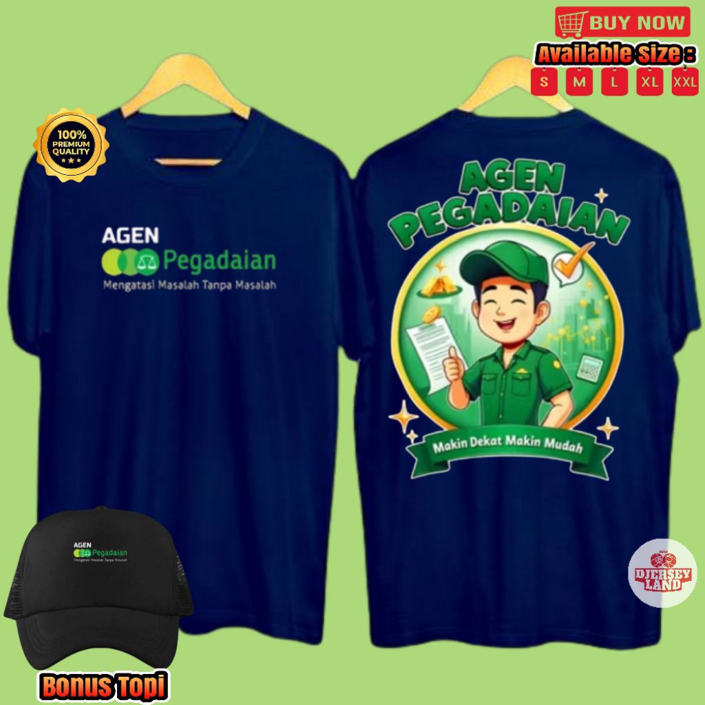 KAOS AGEN PEGADAIAN MAKIN DEKAT MAKIN MUDAH ~ READY LENGAN PENDEK DAN LENGAN PANJANG