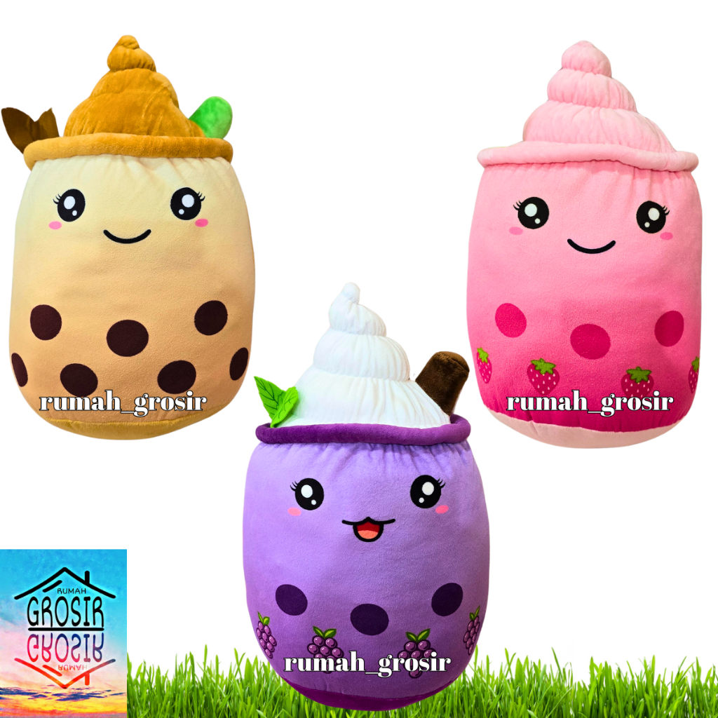 Boneka Boba Ice Cream Strawberry Brown Sugar Ukuran Besar