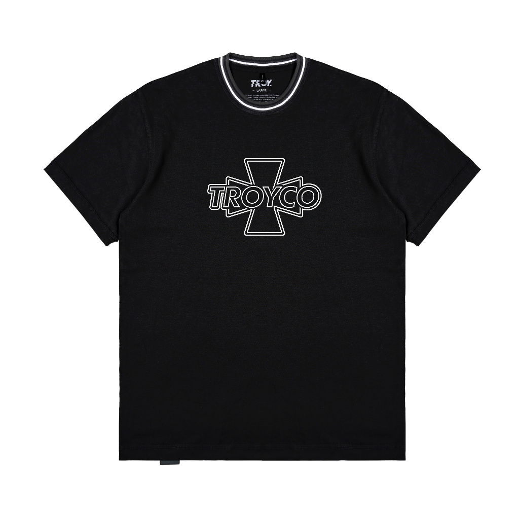 Troy Company Neck Stripe Tshirt Black Crusader - Kaos Lengan Pendek Kaos Hitam KST 3329-3A1W1B
