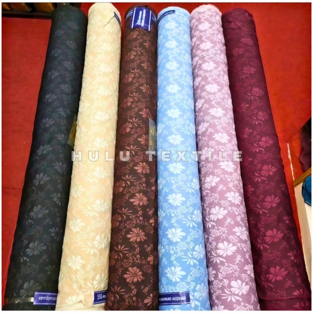 Kain Jacquard Emboss Fukuro 3D Motif Bunga Elegant