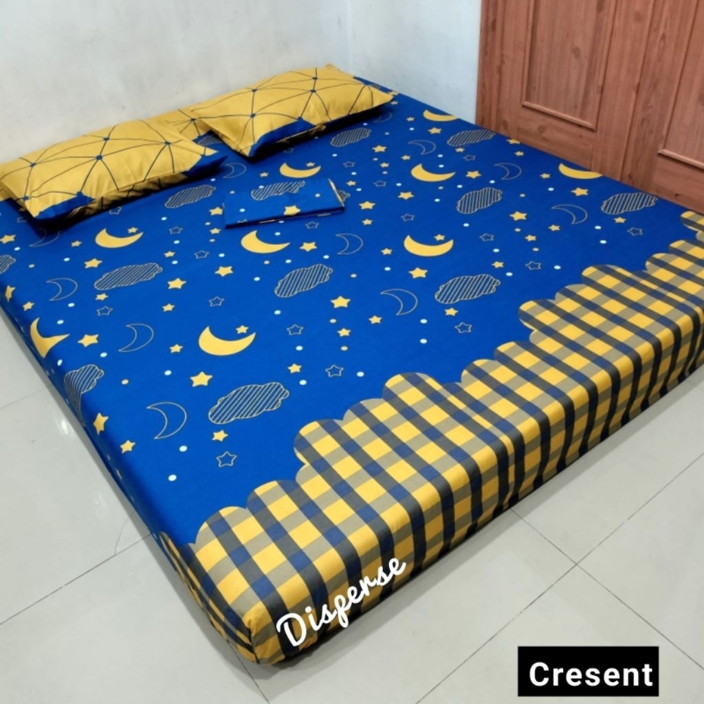 Sprei Homemade Motif Luna Kuning Cresent Bulan Bintang UK 120 160 180 200 Tinggi 20 Bahan Katun Disp