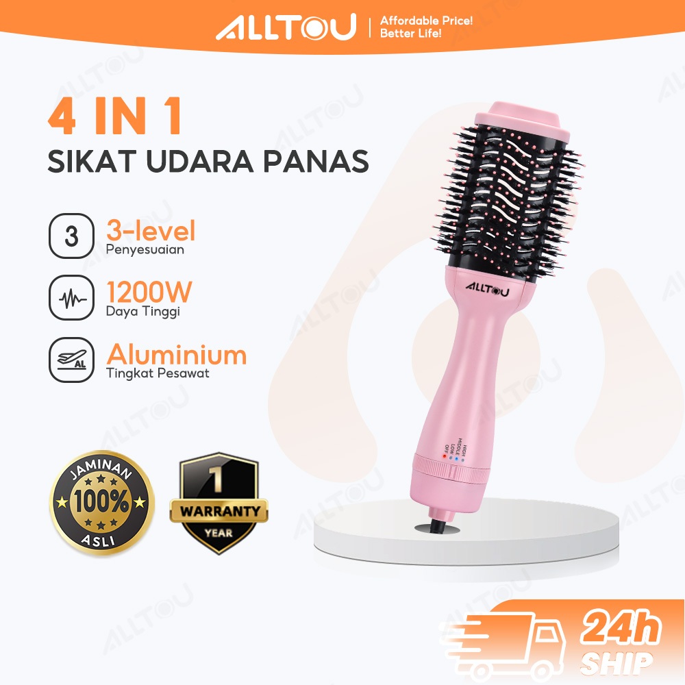 ALLTOU Sisir Pengeriring Hot Air4 In 1 Pengering Dan Styling Multifungsi Thermal Brush Sisir Blow / 