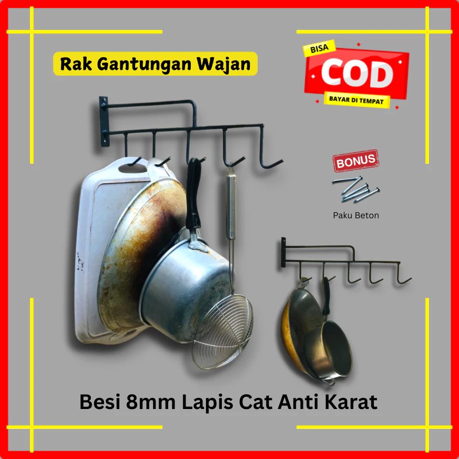 Rak Gantungan Panci Wajan - Rak Dapur Cantolan Wajan & Panci Tempel Dinding