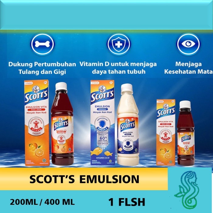 Scott/Scott's Emulsion Minyak Ikan/COD Liver Oil Untuk Vitamin Anak Original/Vita/Jeruk Isi 200ml 40