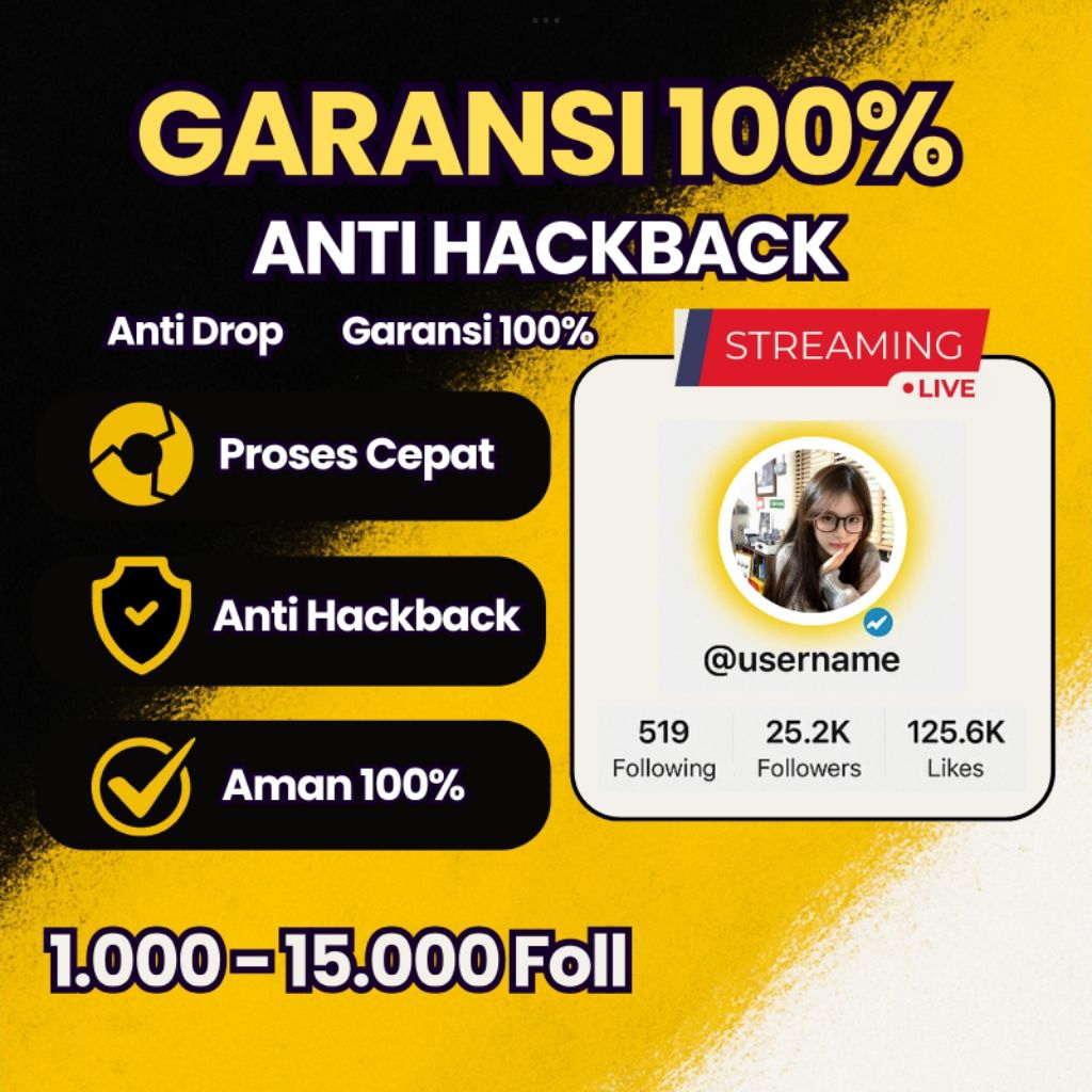 Akun TT Ready Indo 1K - 15K Follower Real Aktif Bisa Live &  Aman Garansi 100%
