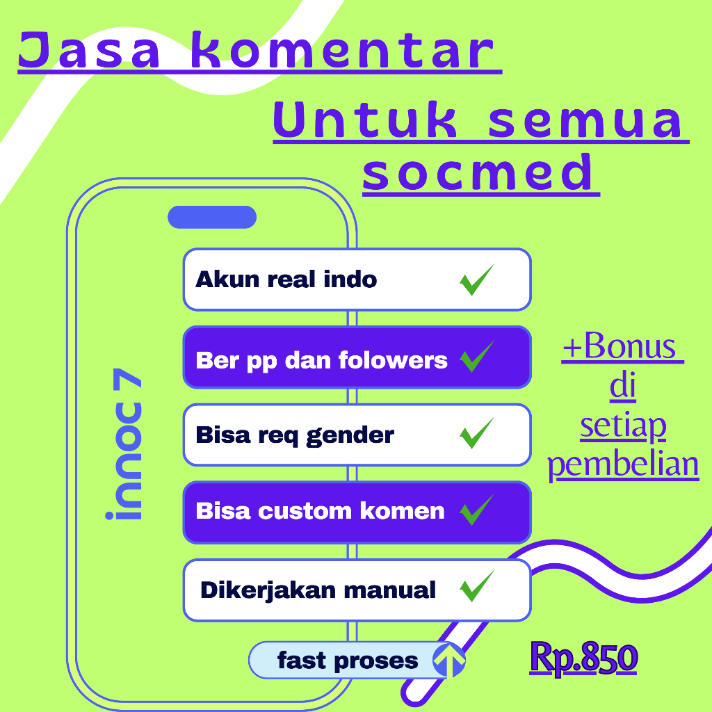 Jasa komen Indo ALL Sosmed tiktok instagram youtube facebook twiter/x threads Real Indonesia Permane