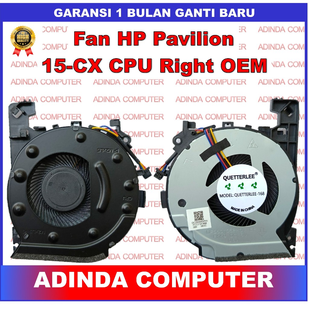 Fan HP Pavilion 15-CX Gaming 15-CX0040 15-CX0008CA CPU Right OEM