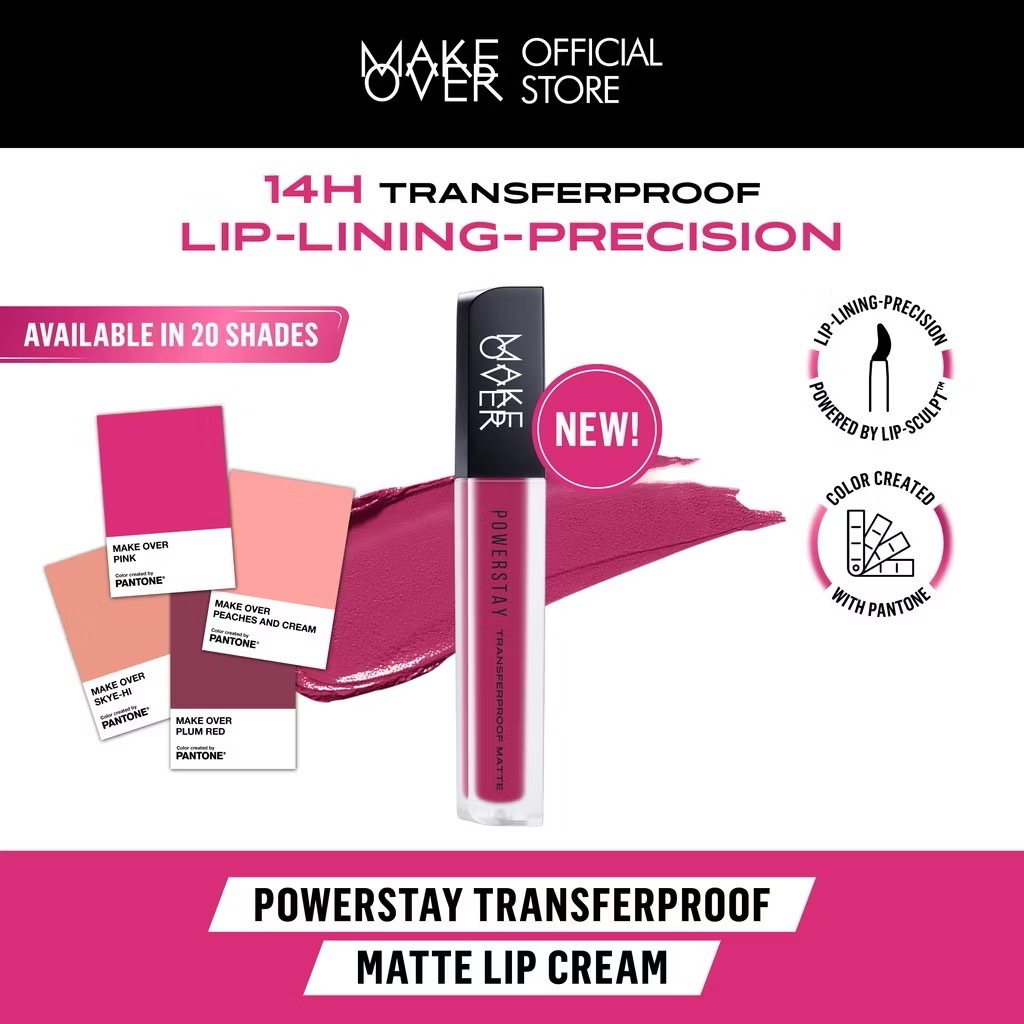 MAKE OVER Powerstay Transferproof Matte Lip Cream Indonesia / Lipcream 7g / Stay Up To 14H No Transf