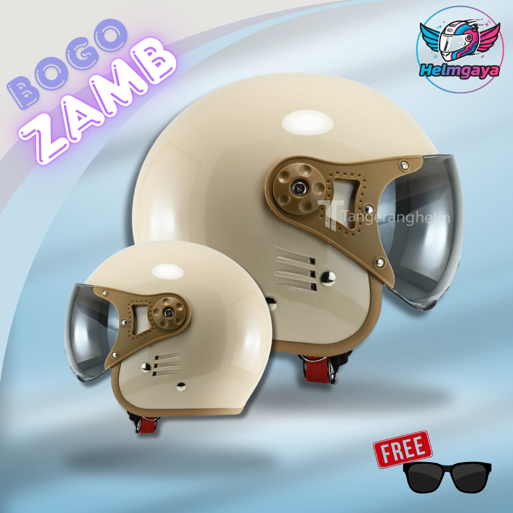 Helm Untuk Para Wanita Berhijab Dengan Warna l Cream List Coklat l Helm Keren Untuk Para Wanita