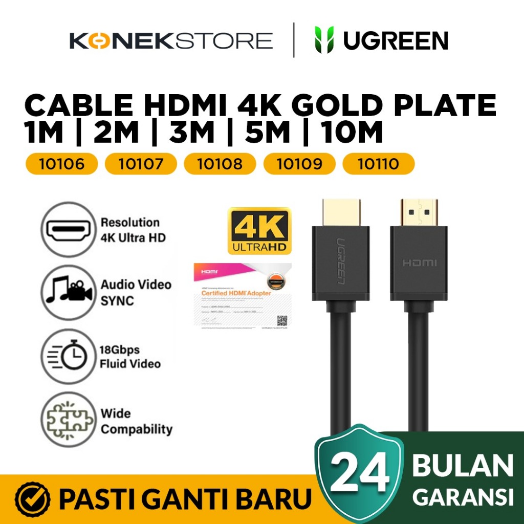 Ugreen Kabel HDMI To HDMI 4K 60Hz 18Gbps Ultra HD 10 Meter
