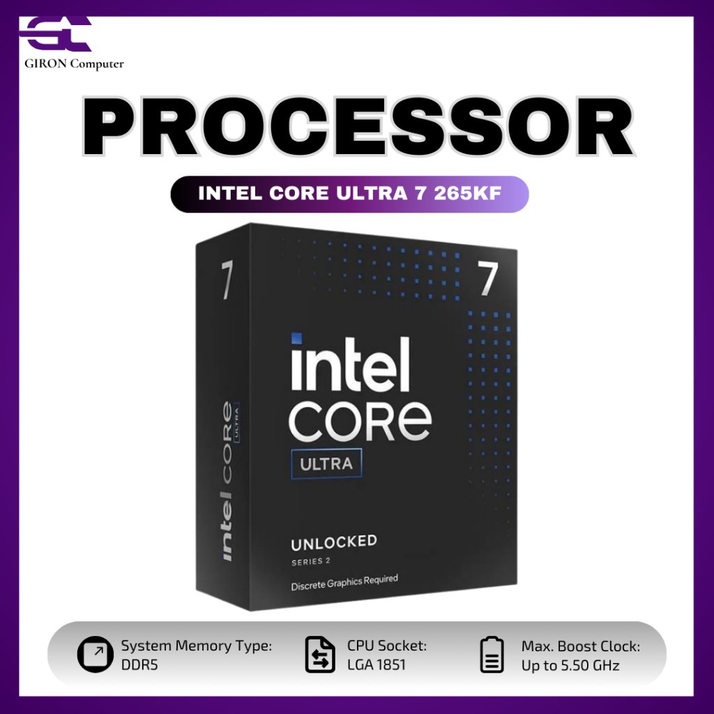 Processor Intel Core Ultra 7 265KF Processor For PC Socket LGA 1851