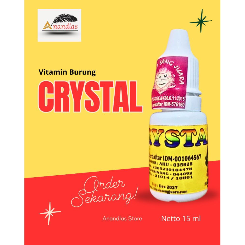 Vitamin Burung Crystal Suplemen Vitamin Kesehatan Burung Berkicau 15 ml