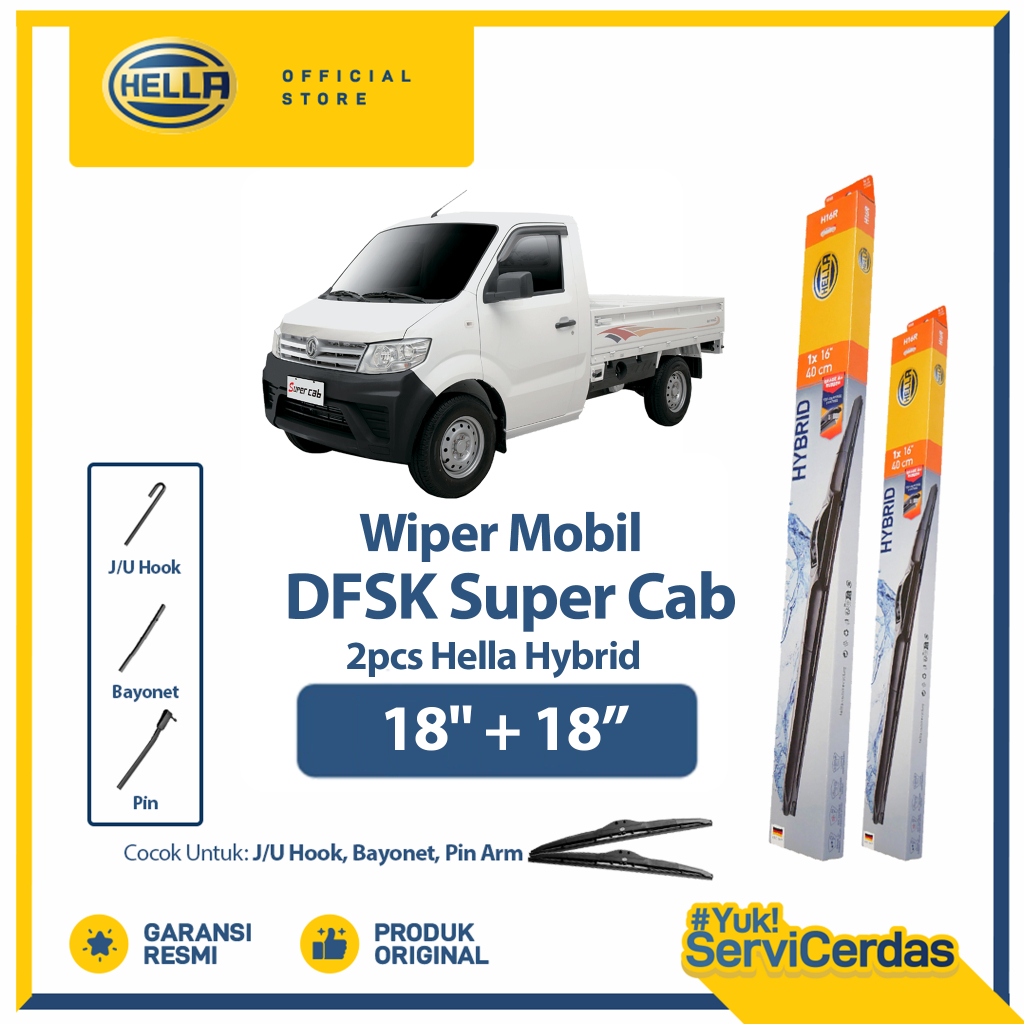 Wiper Mobil DFSK Super Cab 18" + 18" (2pcs) - HELLA Hybrid