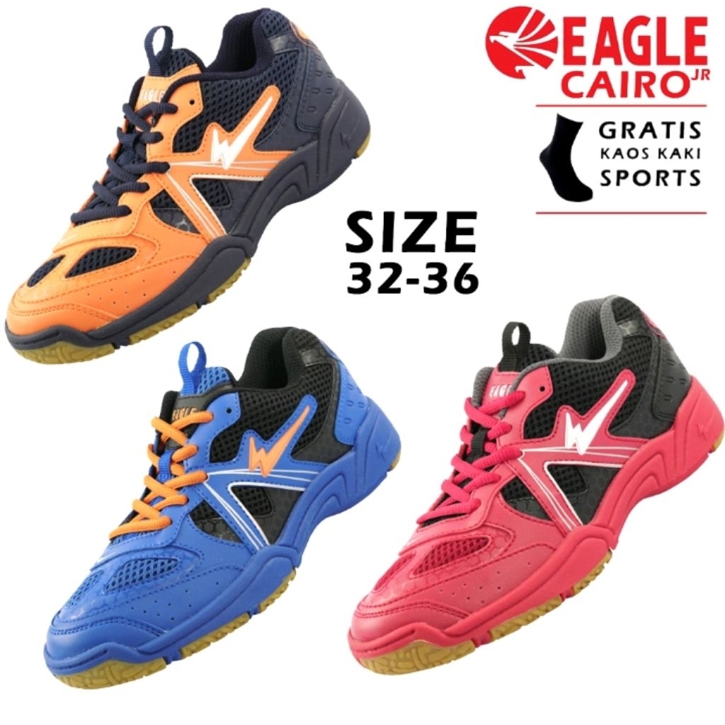 Eagle Cairo JR Sepatu Badminton Anak Merk Eagle Cairo - Sepatu Bulu Tangkis Anak Eagle Kairo Origina