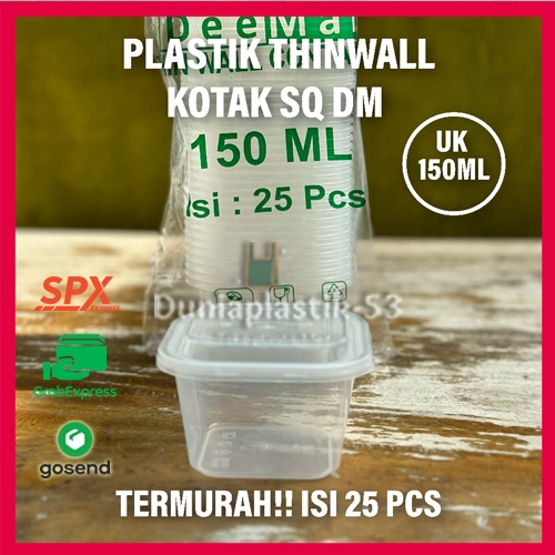 (INSTANT) Per Dus DM Thinwall Persegi Square (SQ) Sedang / Kotak makan 150ml, 250ml