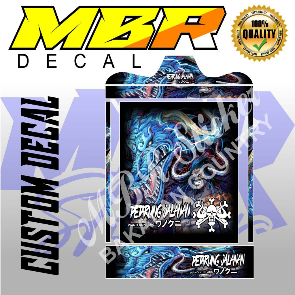 STIKER DECAL SANGKAR KOTAK MOTIF KAIDO ONE PEICE, STIKER COSTUME DECAL SANGKAR KOTAK