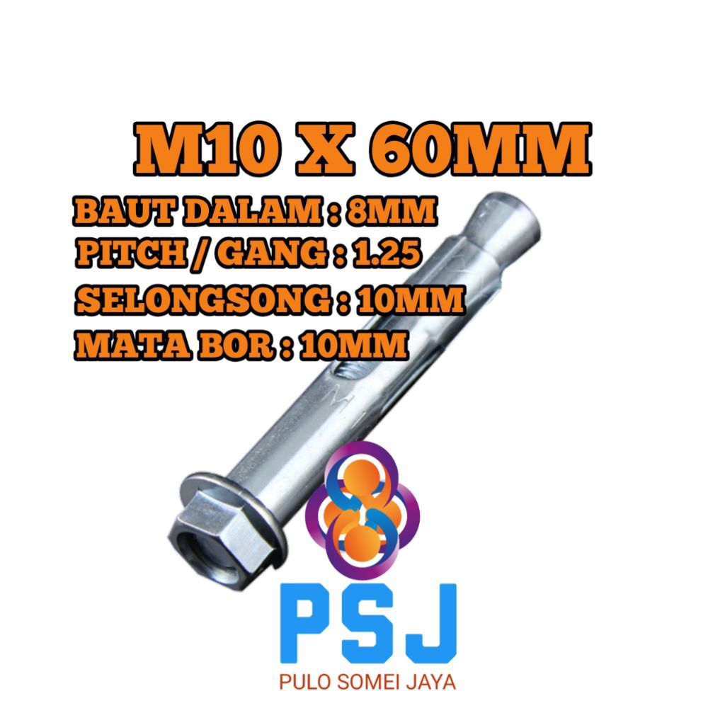 Dynabolt M10 x 60 Galvanis / Dynabolt Mur Flange / Sleeve Anchor M10 x 60