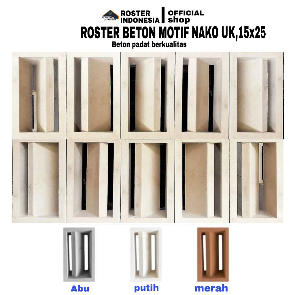 ROSTER BETON MINIMALIS,LOSTER BETON MINIMALIS,NAKO PANJANG UK,15x25cm