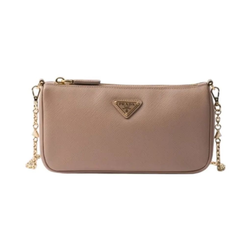 Prada Saffiano Leather Chain Mini Bag Powder Pink Women