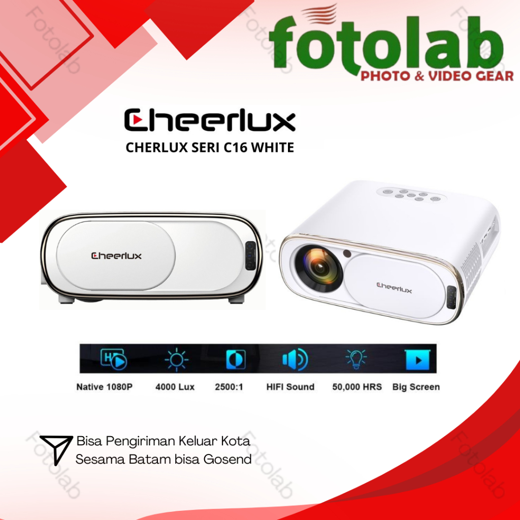 PROYEKTOR C16 ANDROID CHEERLUX 5000 LUMENS | PROYEKTOR KONEK HP ANDROID WIFI MIRRORING BLUETOOTH
