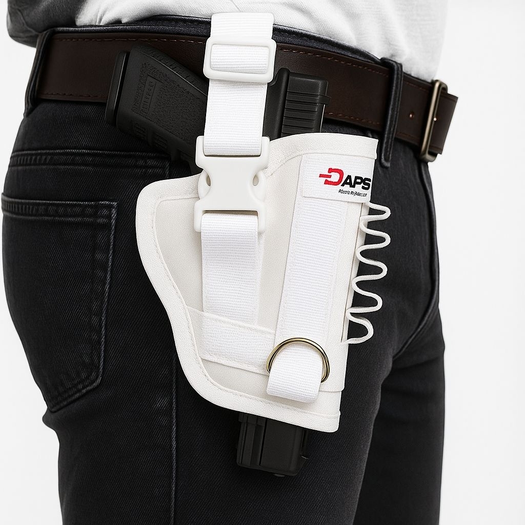 sarung pistol pinggang setelan klik putih