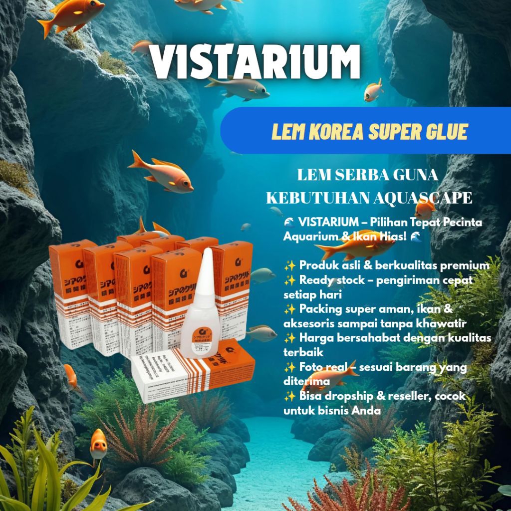 Lem korea 1 dus isi 50 pcs lem serba guna aksesoris aquarium