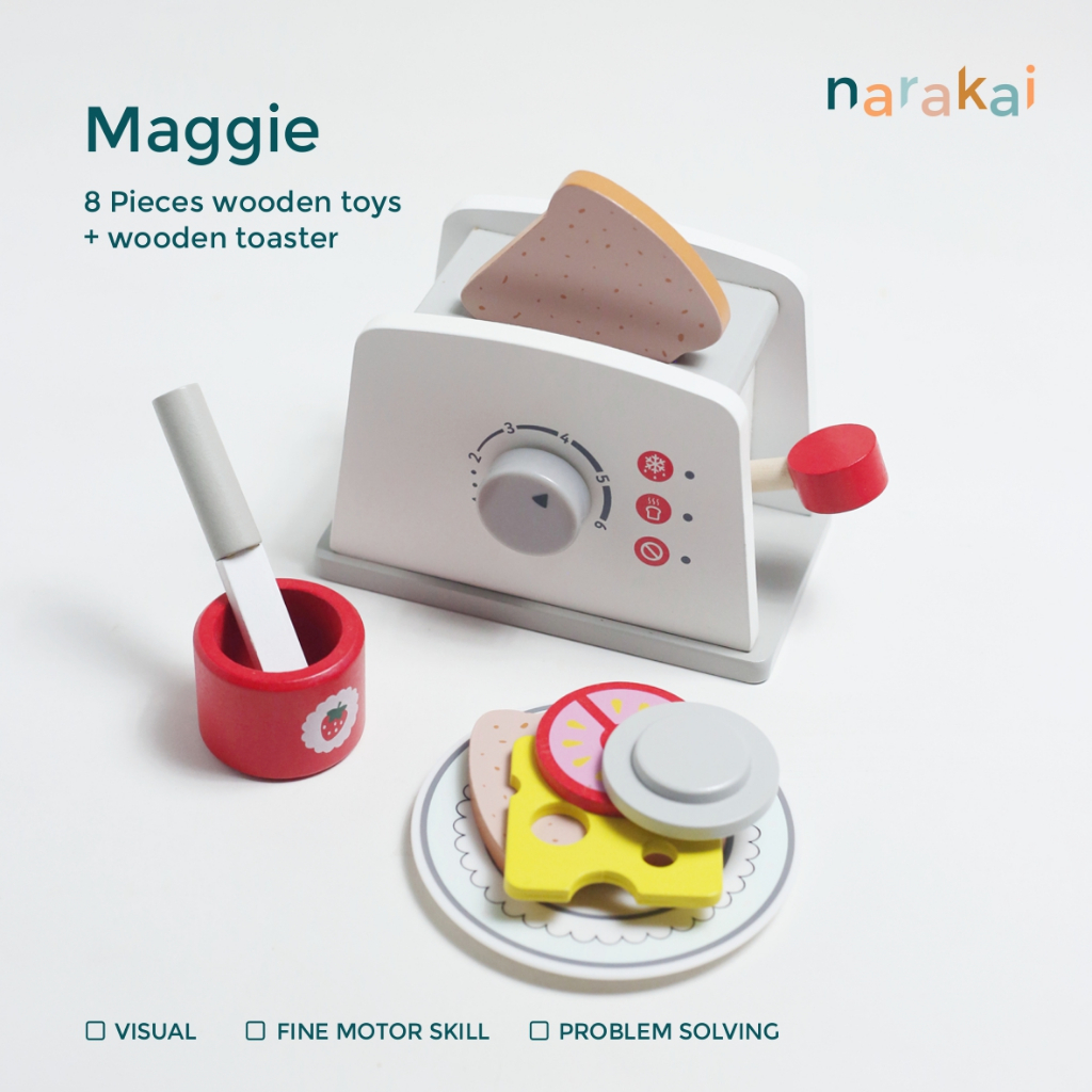 Maggie - Toaster Set | Mainan Kayu | Mainan Masak Masak | Mainan Edukasi