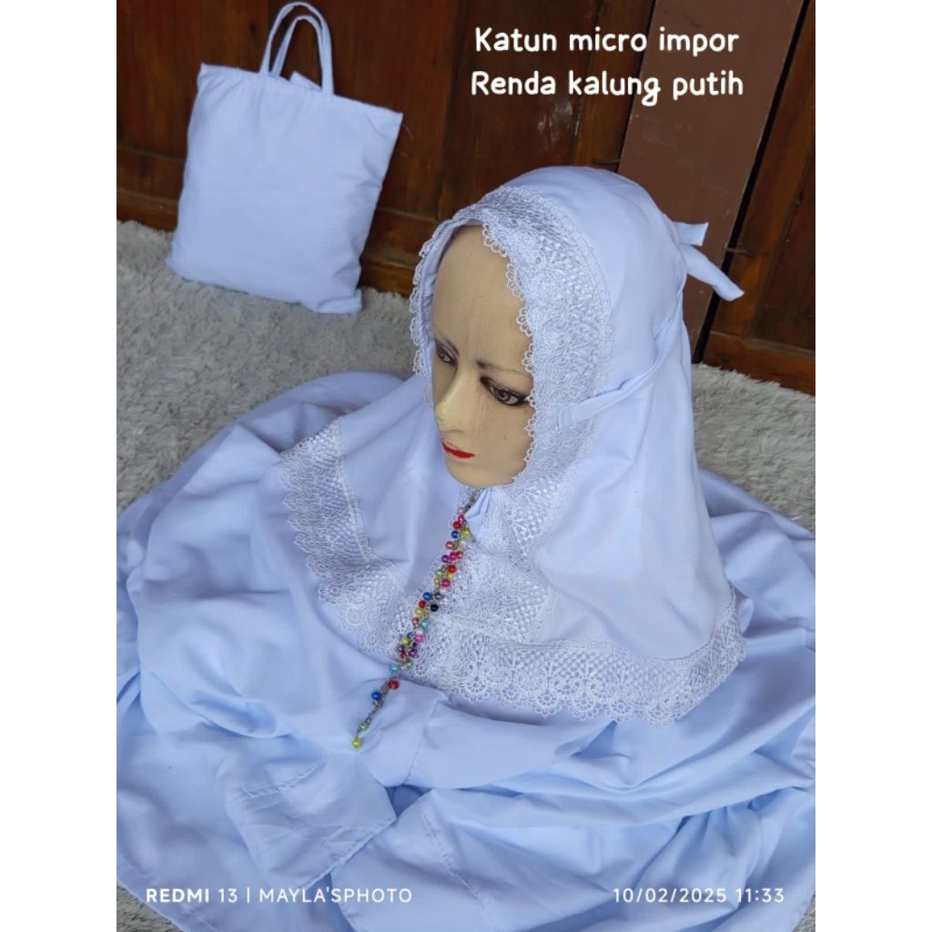 Mukena KATUN MIKRO dewasa terusan lajuran renda cantik