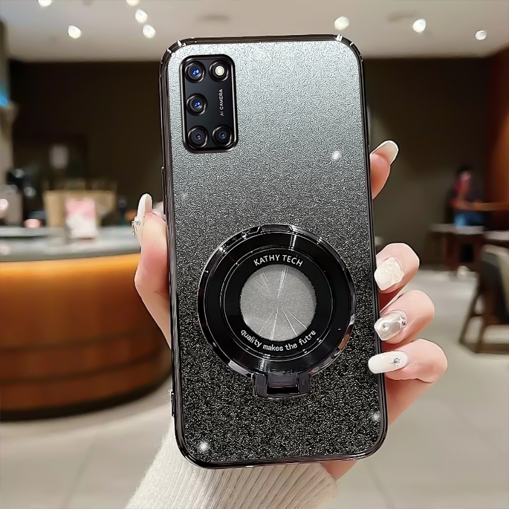 Softcase Oppo A52, A92 Case Glitter Luxury Silikon With Ring Stand
