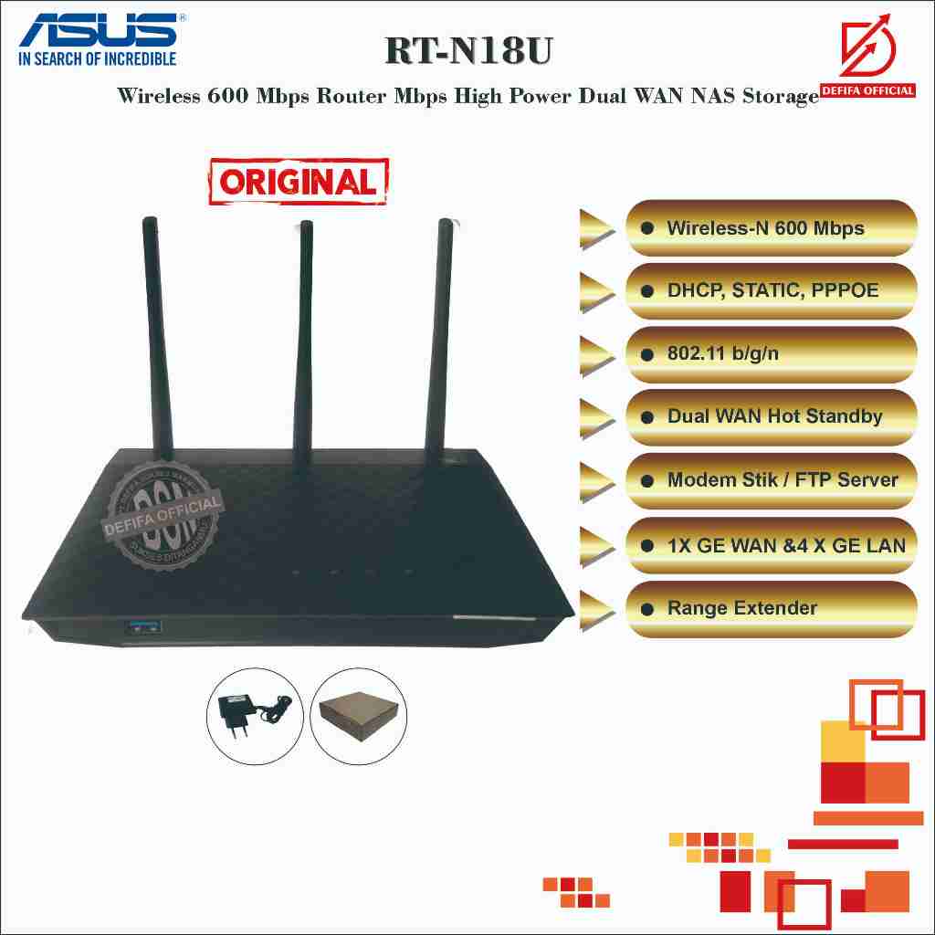 High-Power N600 Gigabit WiFi Router Asus RT-N18U, IPTV support and Dual WAN