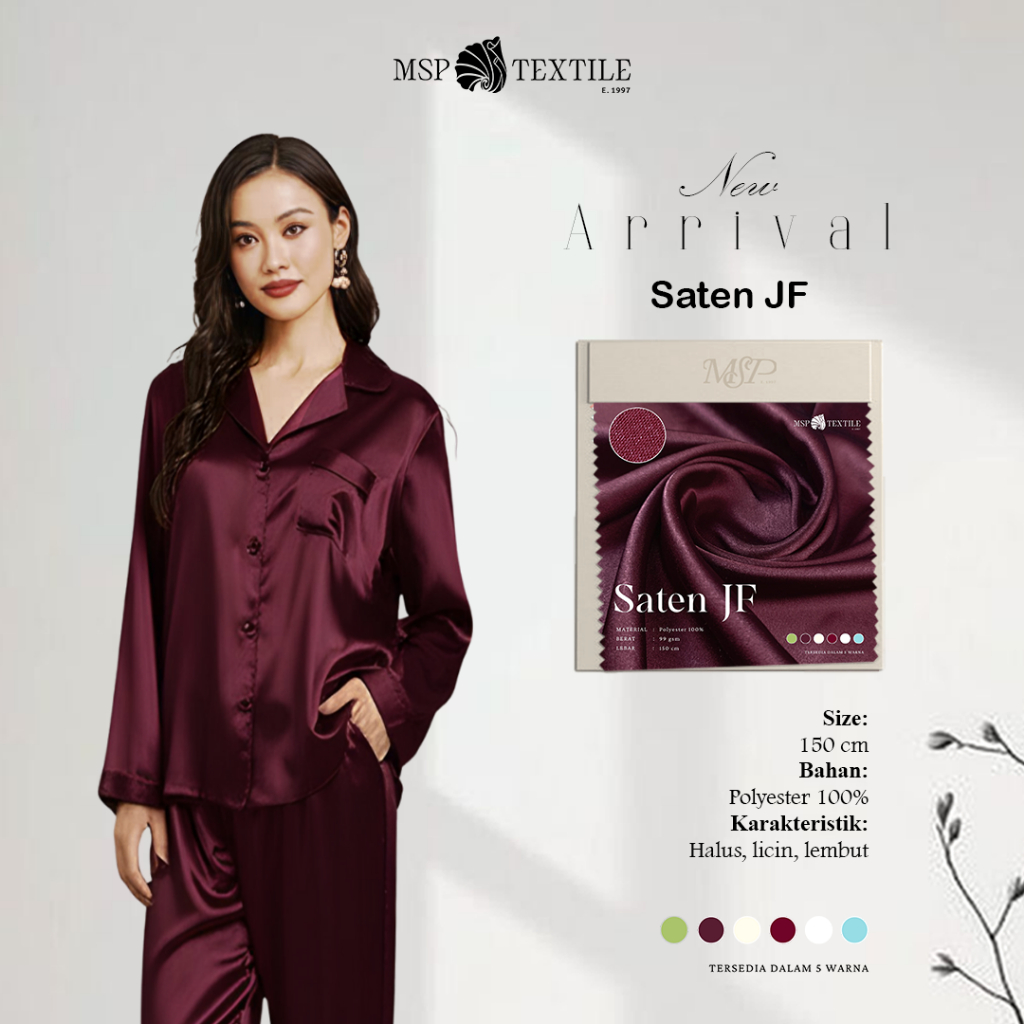 KAIN SATEN JF POLOSAN BERKILAU COCOK UNTUK GAUN PESTA ATASAN DRESS KEMEJA KULOT