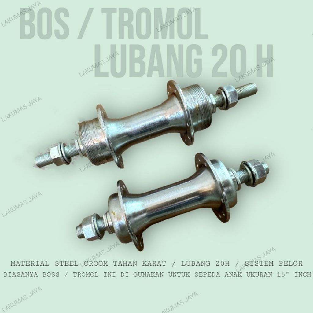 Bos Hub FreeHub lubang 20 Hole Sepeda Depan & Belakang Nap Tromol High Quality