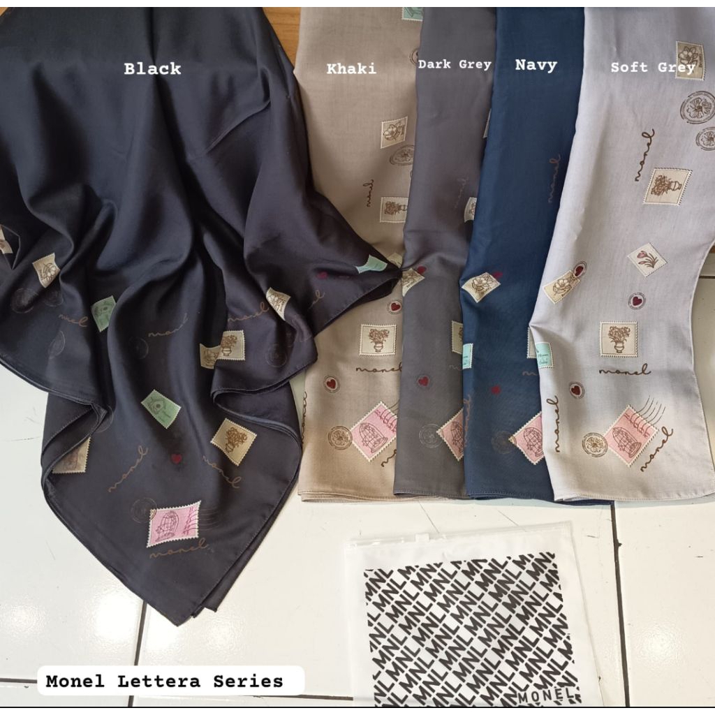 Hijab Monel Original Lettera Series. Hijab Monel Terbaru. Kerudung Segi Empat Monel Terbaru