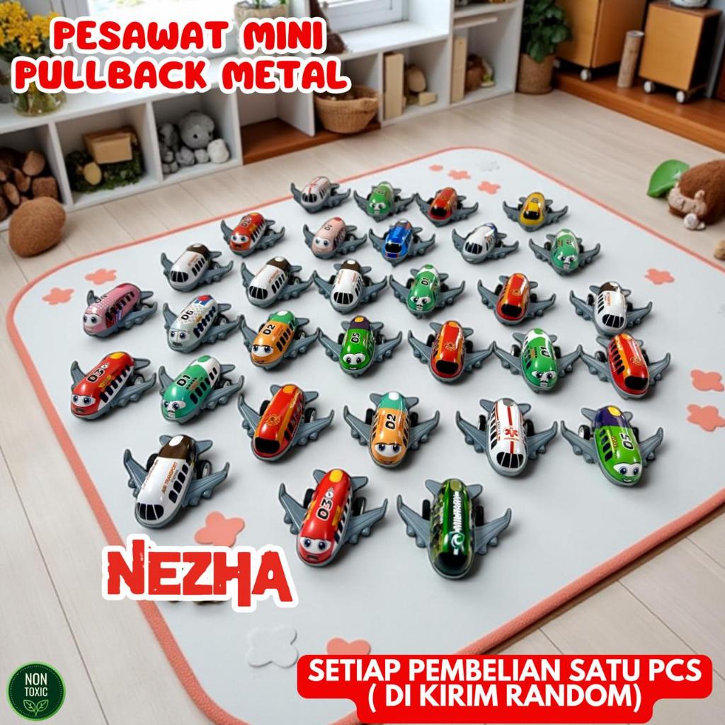 Pesawat Pullback Metal Mainan Pesawat Mini Full Color Mainan Anak