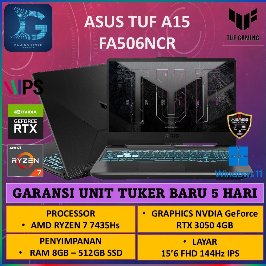 Asus TUF A15 Ryzen 7 RTX3050/ Asus TUF A15 FA506NCR 7435HS RAM 8GB 512GB SSD RTX3050 4GB 144Hz